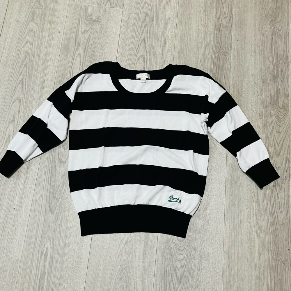 Oregon Ducks Black and White Striped Sweater